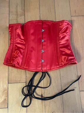 Red Satin Boned Underbust Corset